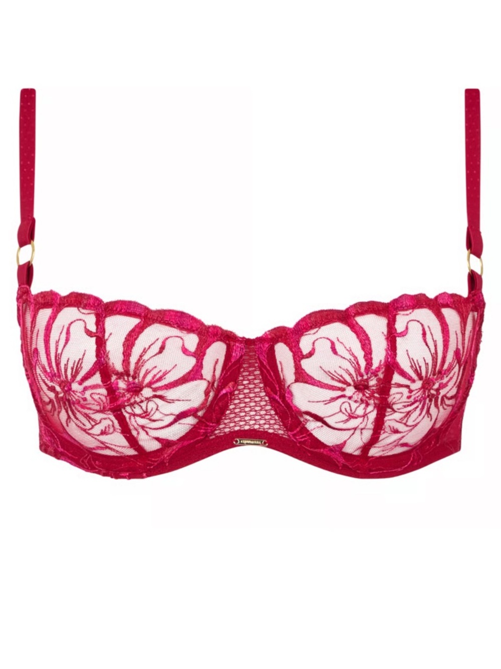 NEW Chantelle Fleurs Demi Bra - Candy Apple Shades Sz 36D NWT | Chantelle Bra - - Picture 2 of 13